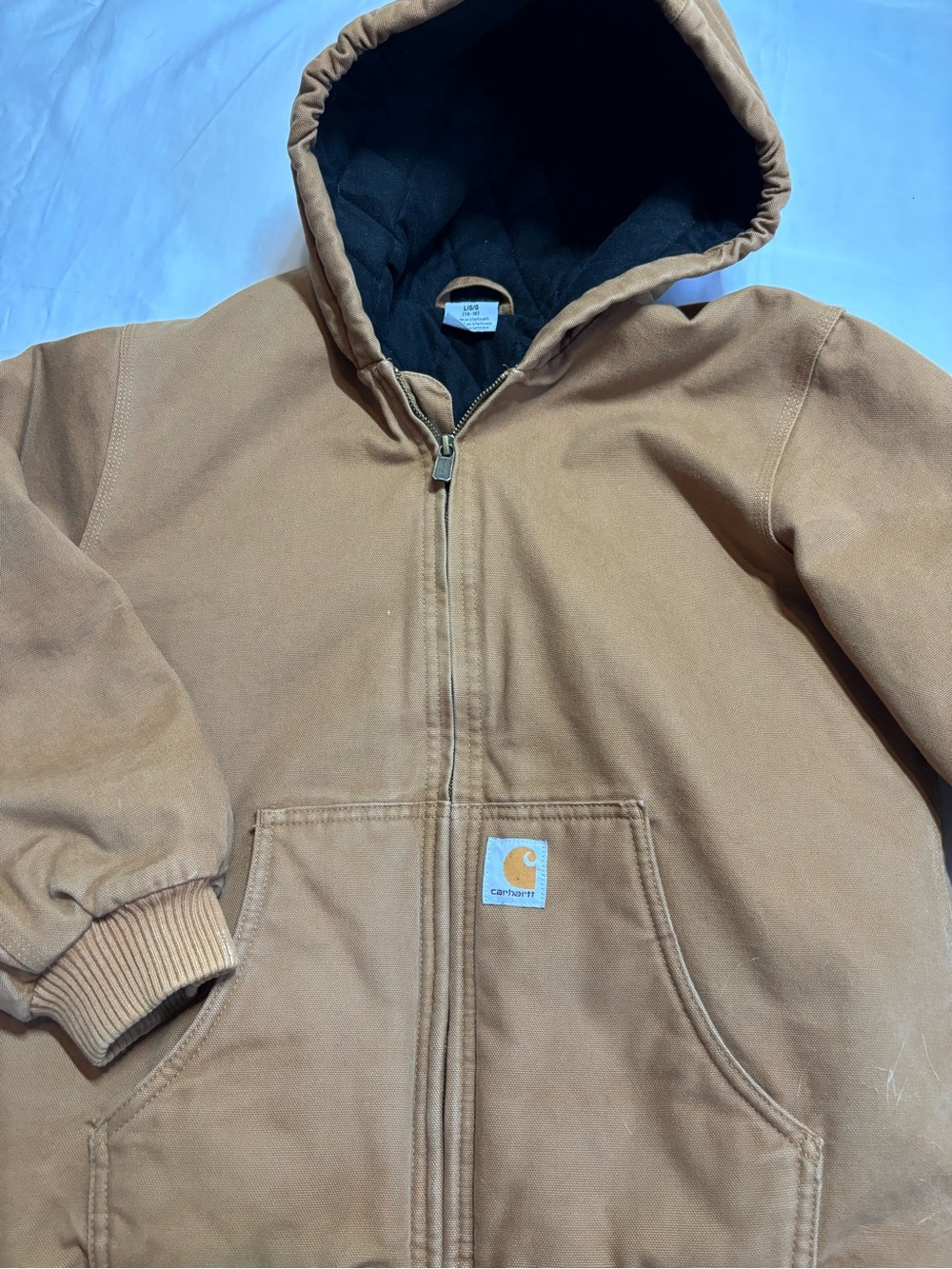 Carhartt Kids' Brown Hooded Duck Canvas Puffer Jacket